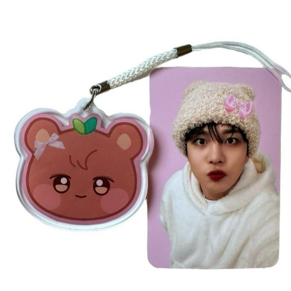 Aniteez JJONbear - Ateez JONGHO Keychain Phone Light Stick Face Charm kpop